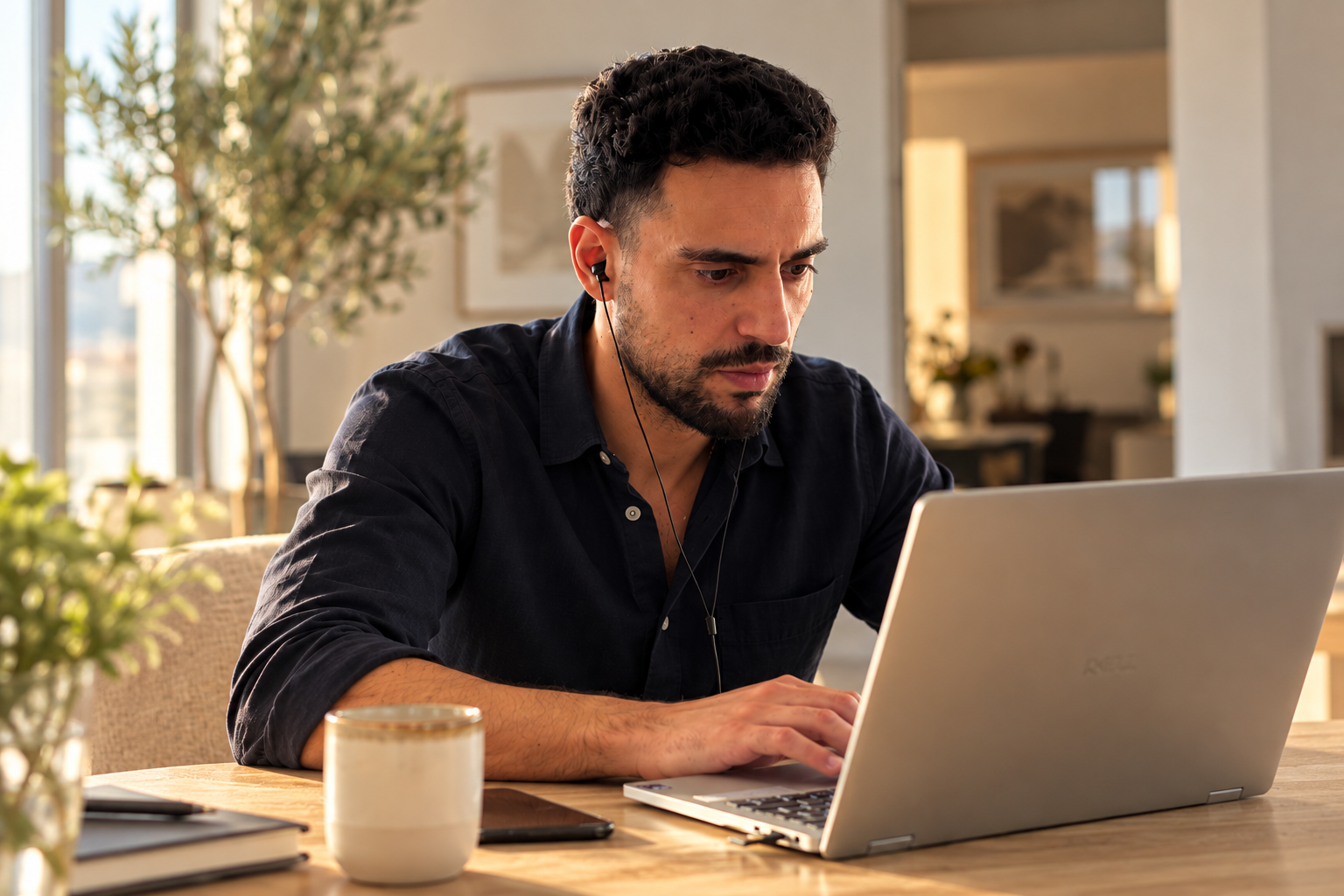 Benjamin Chicheportiche au travail sur son ordinateur